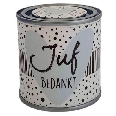 Blikje juf bedankt mint hart