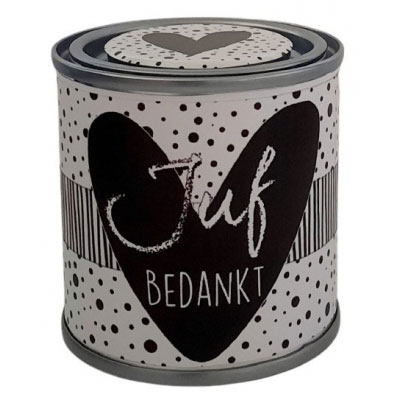 Blikje juf bedankt zwart hart