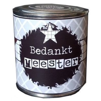 Blikje meester bedankt zwart met ster