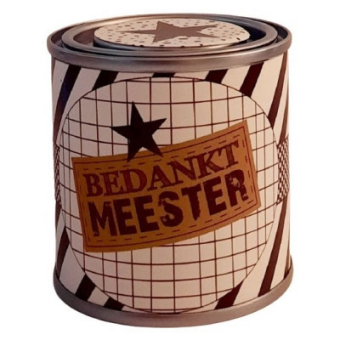 Blikje bedankt meester zwart met bruin