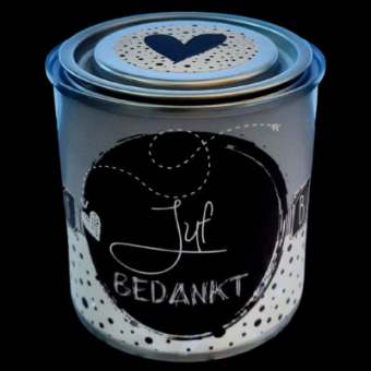 Feestelijk blikje juf bedankt