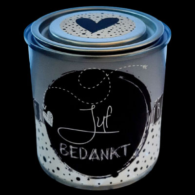 Feestelijk blikje juf bedankt Feestelijk blikje juf bedankt