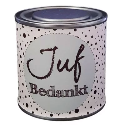 Feestelijk blikje juf bedankt mint Feestelijk blikje juf bedankt mint