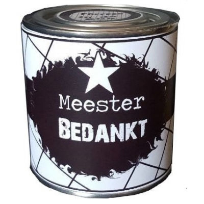 Feestelijk blikje meester bedankt witte achtergrond Feestelijk blikje meester bedankt witte achtergrond