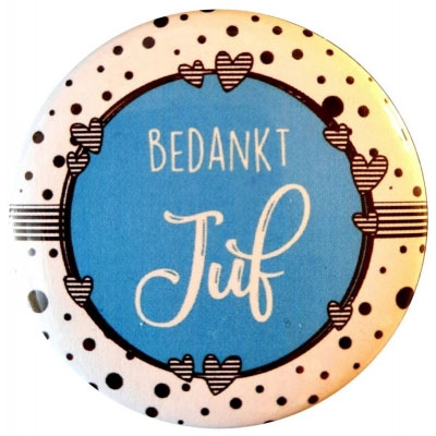 Juf bedankt blauw
