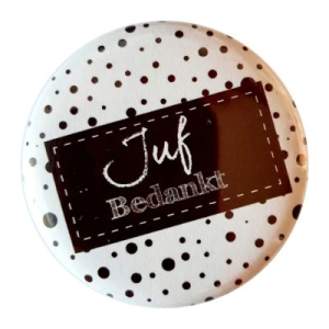 Spiegeltje juf bedankt zwart gestipt