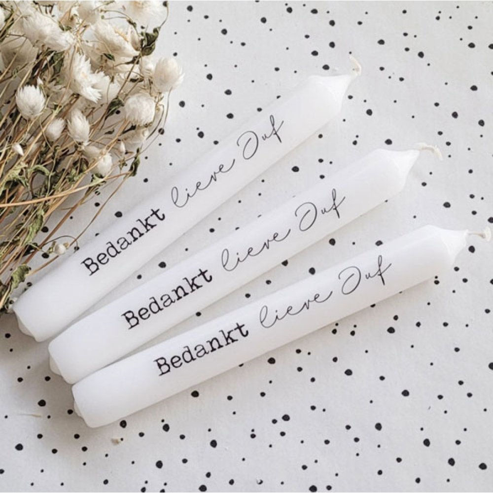 Tekstkaars bedankt lieve juf