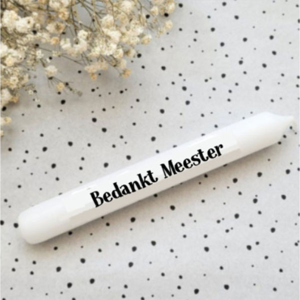 Tekstkaars bedankt meester
