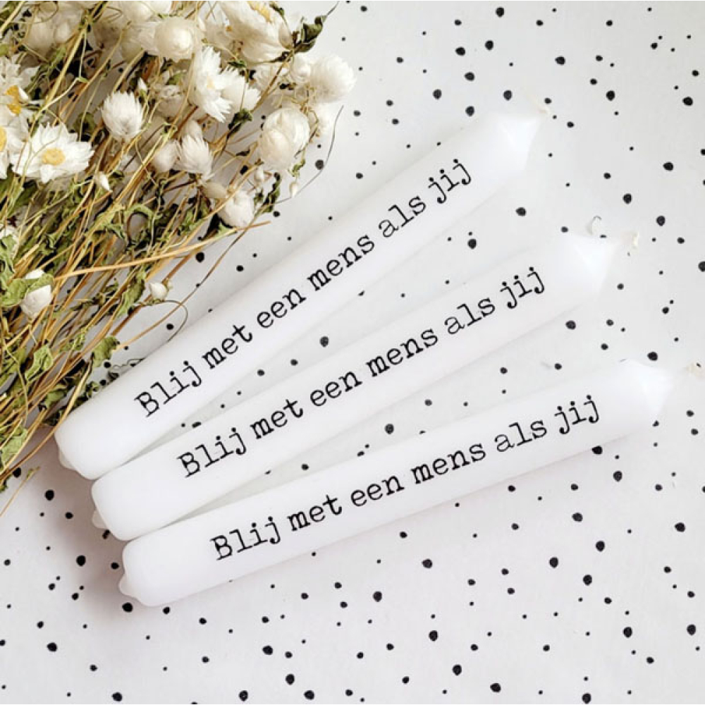 Tekstkaars blij met een mens