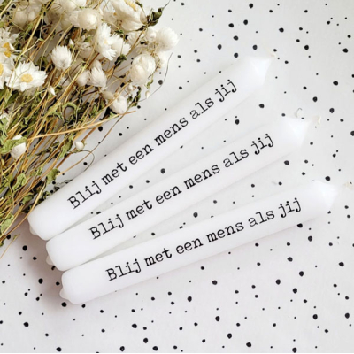 Tekstkaars blij met een mens