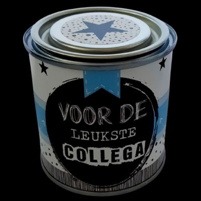 Feestelijk blikje voor de leukste collega Feestelijk blikje voor de leukste collega
