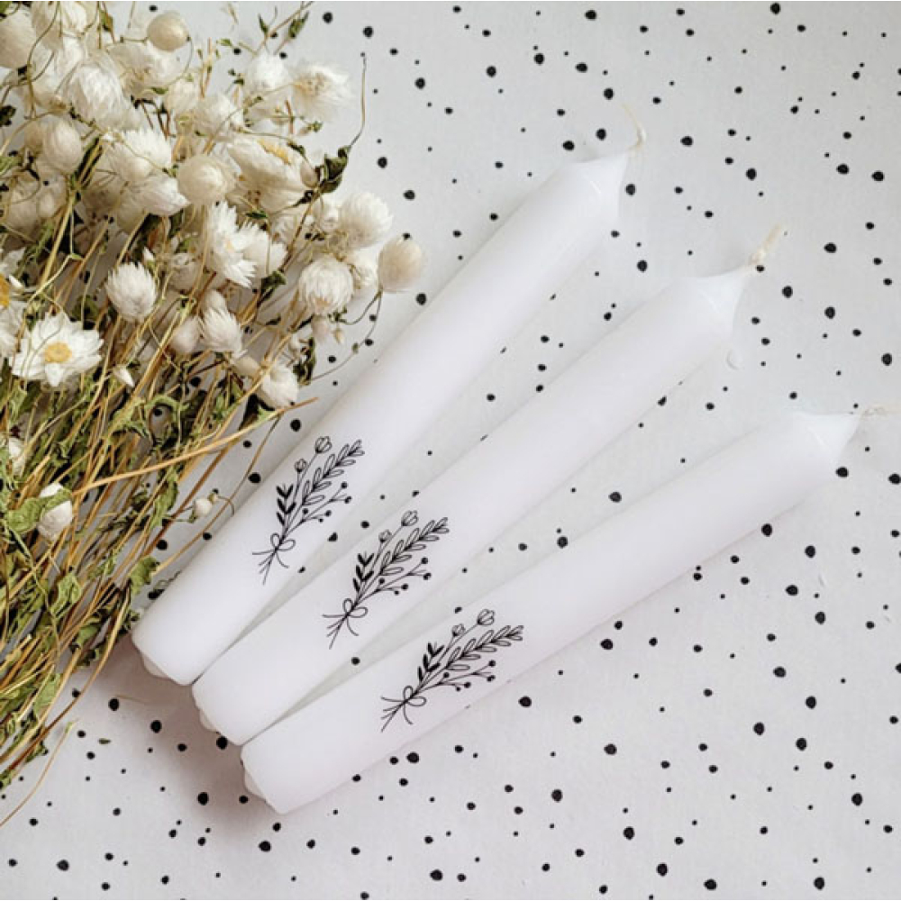 Tekstkaars droogbloemen