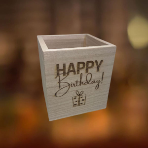 Houten bakje happy birthday