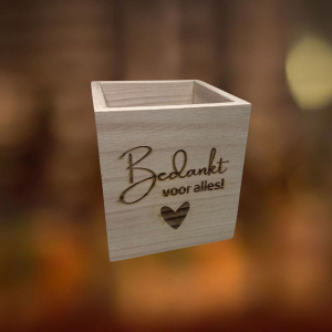 Houten bakje bedankt voor alles