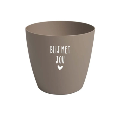 Bloempotje blij met jou taupé Bloempotje blij met jou taupé