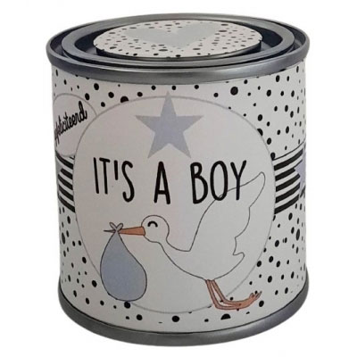 Feestelijk blikje it's a boy ooievaar Feestelijk blikje it's a boy ooievaar