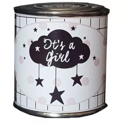 Feestelijk blikje it's a girl zwart Feestelijk blikje it's a girl zwart