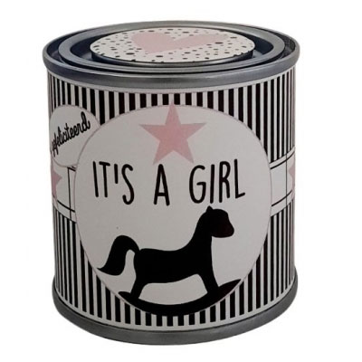 Feestelijk blikje it's a girl paard Feestelijk blikje it's a girl paard