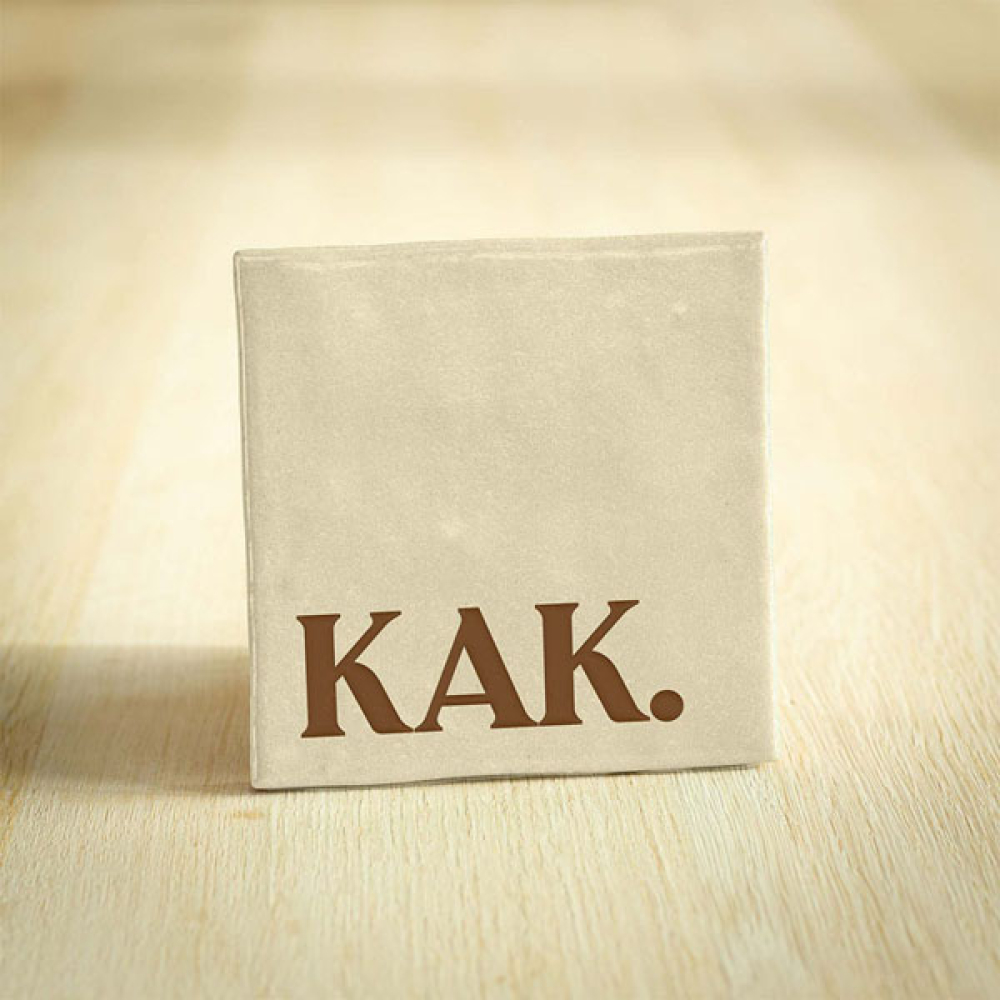 Tegeltje kak beige, geel, paars en roze keramiek