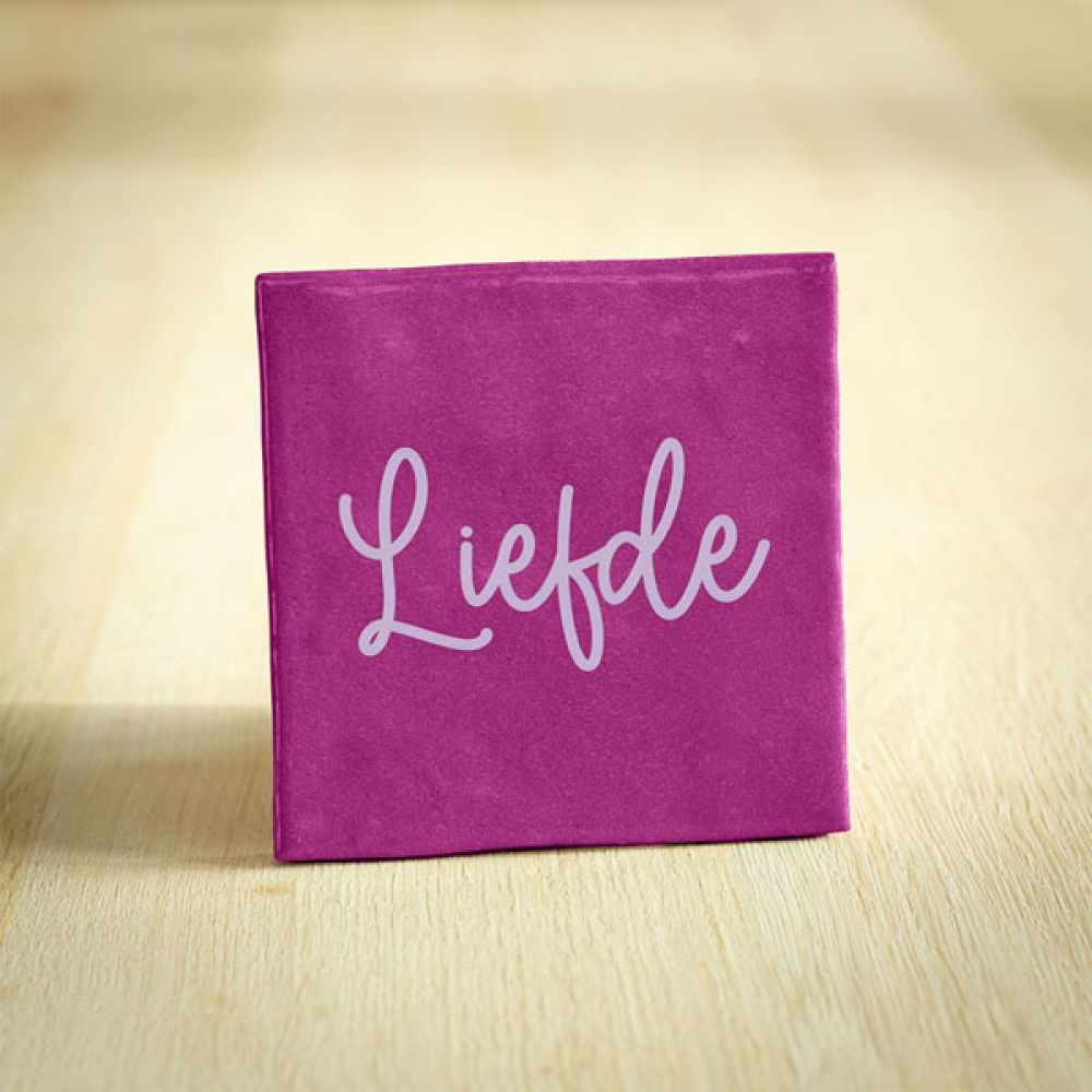 Tegeltje liefde paars en wit keramiek