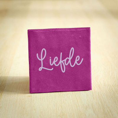 Tegeltje liefde paars en wit keramiek Tegeltje liefde paars en wit keramiek