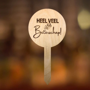 Houten plantensteker heel veel beterschap