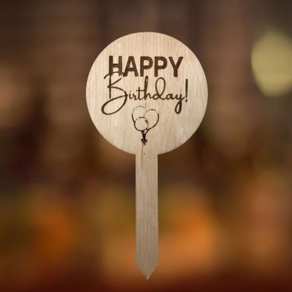 Houten plantensteker happy birthday 