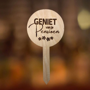 Houten plantensteker geniet van je pensioen