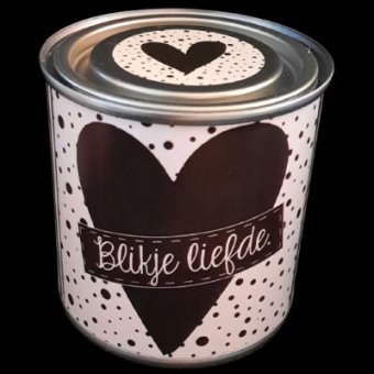 Feestelijk blikje liefde zwart hart