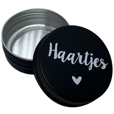 Haarlokdoosje hart zwart Haarlokdoosje hart zwart
