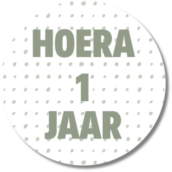Hoera 1 jr groene stippen
