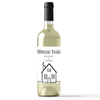 Wijnetiket nieuw huis