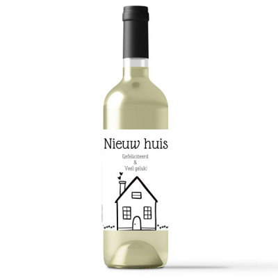 Wijnetiket nieuw huis
