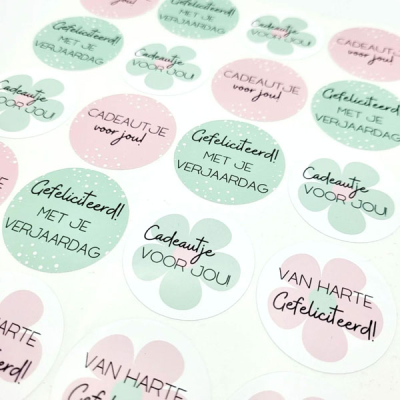 Stickervel groen  roze assorti